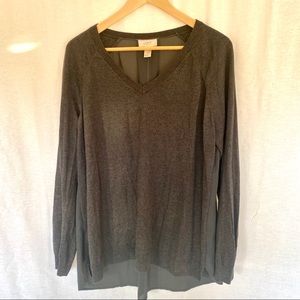 Gray LOFT Sweater with Sheer Back Size L